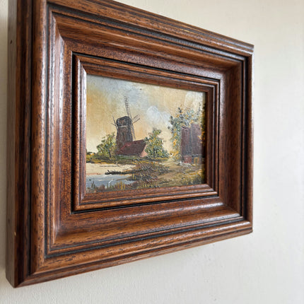 Rustic Landscape Oil Painting "Wooden Frame" Authentic Small Art Holland Art Shop