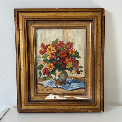 Classic Oil Painting Floral Still Life "Flower Vase" Handcrafted Small Artwork