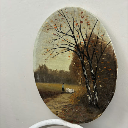 Elegant Landscape Oil Painting "Grazing Sheep" Detailed Small Art Holland Art Shop