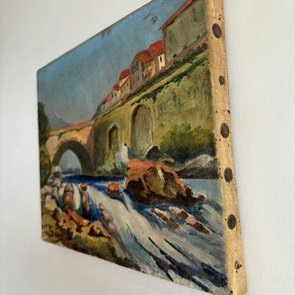 Traditional Landscape Oil Painting "Stone Bridge" Expressive Small Art Holland Art Shop