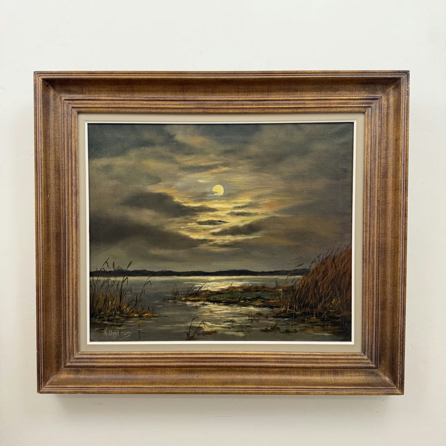 Expressive Landscape Oil Painting "Moonlit Marsh" Refined Large Artwork Holland Art Shop