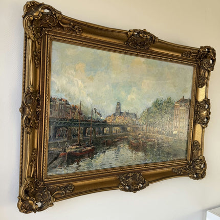 Refined Cityscape Oil Painting "City Canal" Traditional Artwork Holland Art Shop