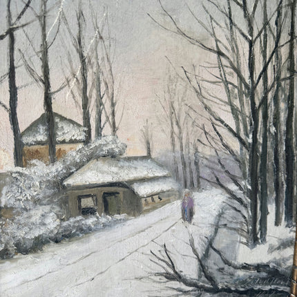 Original Winter Landscape Oil Painting "Snowy House" Authentic Art Holland Art Shop