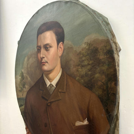 1887 Antique Portrait Oil Painting "Young Gentleman" Artwork Holland Art Shop