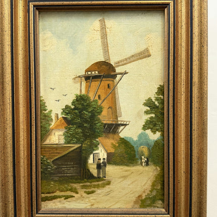 Classic Landscape Oil Painting "Old Windmill" Original Small Art Holland Art Shop