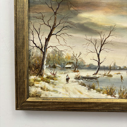 Authentic Winter Landscape Oil Painting "Leafless Tree" Elegant Small Art Holland Art Shop