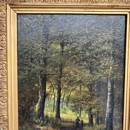 1881 Antique Landscape Oil Painting "Gilded Frame" Small Artwork Holland Art Shop