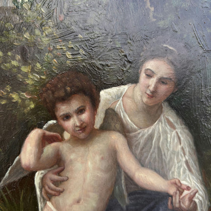 Vintage Figurative Oil Painting "Woman Helping" Expressive Small Art Holland Art Shop