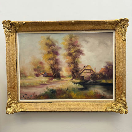 Handcrafted Landscape Oil Painting "Thatched Cottage" Refined Large Art Holland Art Shop