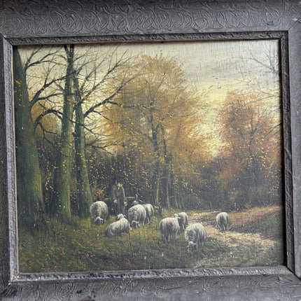 Vintage Animals Oil Painting "Grazing Sheep" Elegant Artwork Holland Art Shop