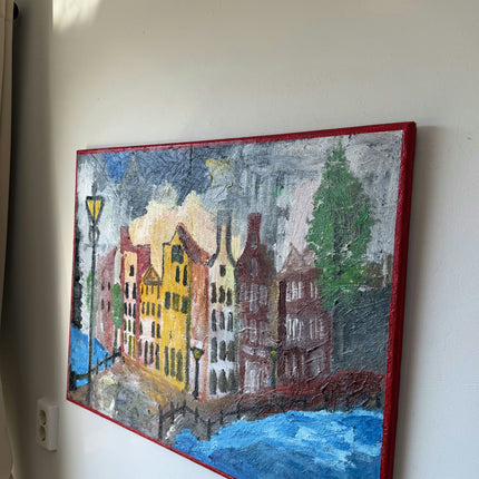 Marvelous Oil Painting Cityscape "Canal Houses" Fine Large Art Holland Art Shop