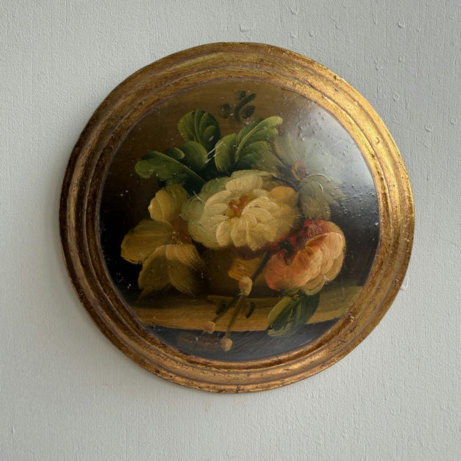Vintage Floral Still Life Oil Painting "Yellow Rose" Rustic Small Artwork Holland Art Shop