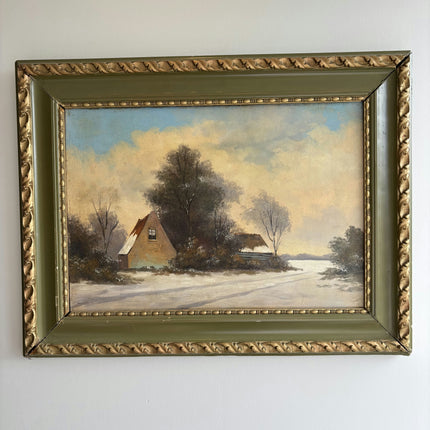 Timeless Winter Landscape Oil Painting "Snowy Cottage" Expressive Artwork Holland Art Shop