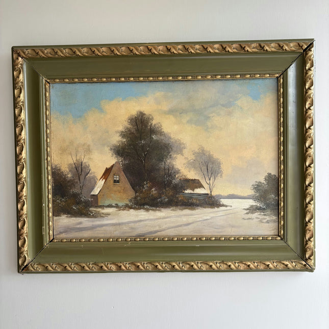 Timeless Winter Landscape Oil Painting "Snowy Cottage" Expressive Artwork Holland Art Shop