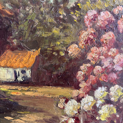 Vintage Cityscape Oil Painting "Thatched Cottage" Timeless French Artwork Holland Art Shop