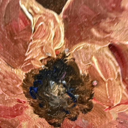 Handcrafted Floral Still Life Oil Painting "Pink Flower" Vintage Art Holland Art Shop