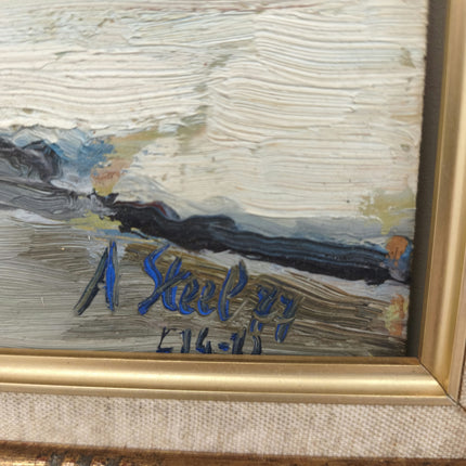 Original Landscape Oil Painting "Framed Painting" Vintage Small Art Holland Art Shop