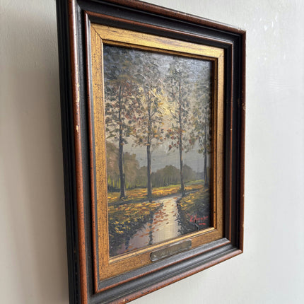 Traditional Landscape Oil Painting "Tall Trees" Handcrafted Small Artwork Holland Art Shop