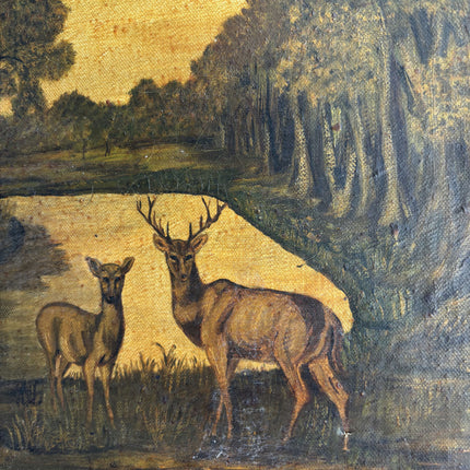 Handcrafted Animals Oil Painting "Pair Of Deer" Refined Small Art Holland Art Shop