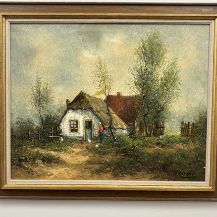 Vintage Landscape Oil Painting "Thatched Cottage" Traditional Art Holland Art Shop