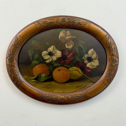 Elegant Floral Still Life Oil Painting "Fruit Bowl" Vintage Art Holland Art Shop