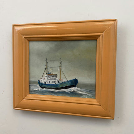 Original Seascape Oil Painting "Fishing Boat" Detailed Artwork Holland Art Shop