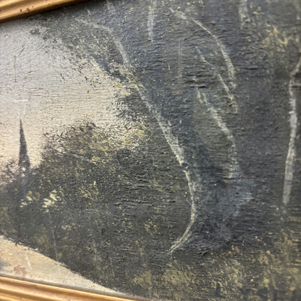 Antique Landscape Oil Painting "Gilded Frame" Original Small Art Holland Art Shop