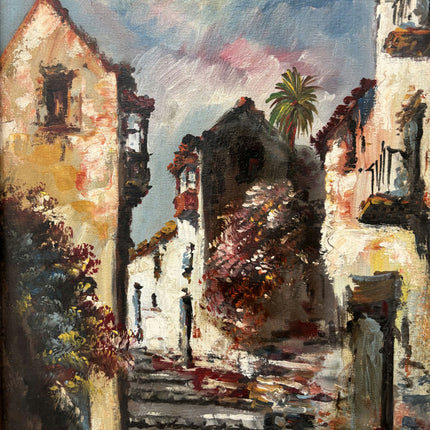 Elegant Cityscape Oil Painting "Stone Staircase" Handcrafted Artwork Holland Art Shop