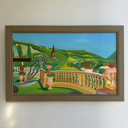 Classic Landscape Oil Painting "Terrace Balustrade" Authentic Artwork Holland Art Shop