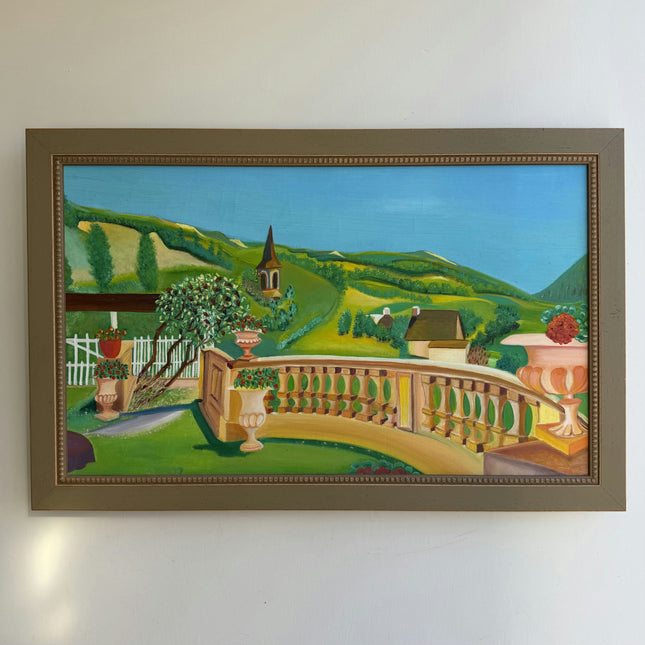 Classic Landscape Oil Painting "Terrace Balustrade" Authentic Artwork Holland Art Shop
