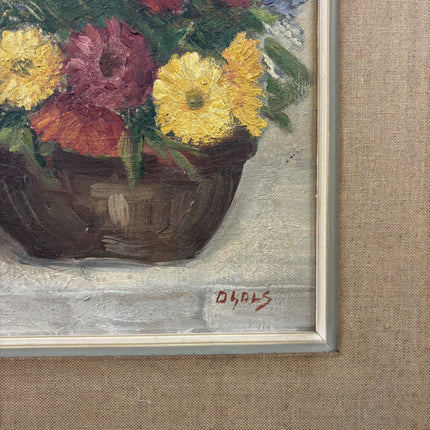 Authentic Floral Still Life Oil Painting "Flower Basket" Rustic Art Holland Art Shop