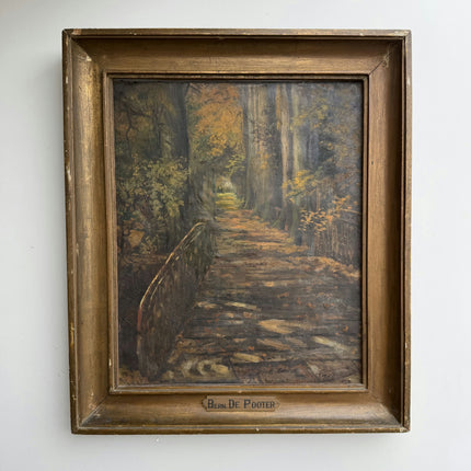Expressive Landscape Oil Painting "Wooden Bridge" Rustic Artwork Holland Art Shop