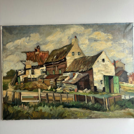 Traditional Farm Oil Painting "Thatched House" Refined Art Holland Art Shop