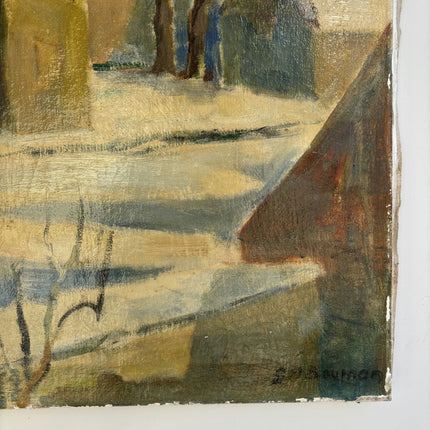 Rustic Winter Landscape Oil Painting "Bare Tree" Handcrafted Artwork Holland Art Shop