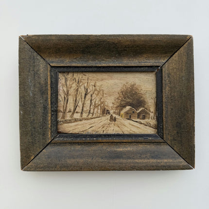 Rustic Winter Landscape Oil Painting "Snow Road" Expressive Small Art Holland Art Shop