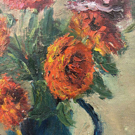Antique Floral Still Life Oil Painting "Flower Vase" Rustic Artwork Holland Art Shop