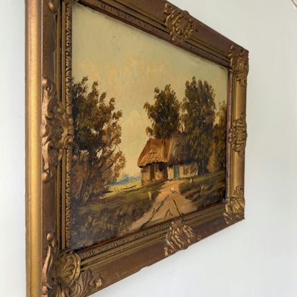 Elegant Landscape Oil Painting "Thatched Cottage" Original Art Holland Art Shop
