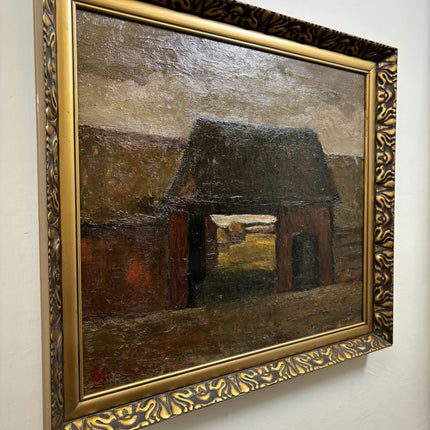 Authentic Farm Oil Painting "Thatched Roof" Refined Large Artwork Holland Art Shop