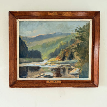 Wonderful Oil Painting Plein Air Landscape "Mountain River" Authentic Small Art