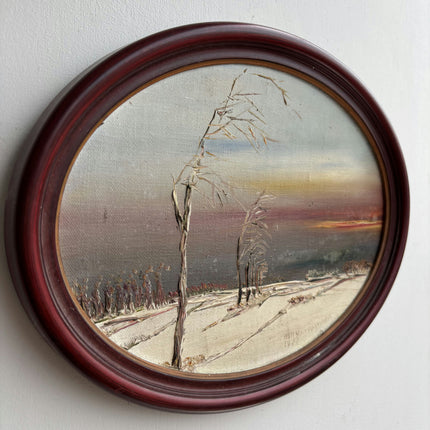 Traditional Winter Landscape Oil Painting "Framed Tree" Expressive Small Art Holland Art Shop