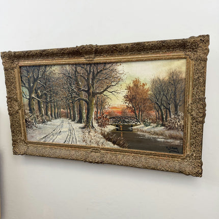 Authentic Winter Landscape Oil Painting "Snowy Trees" Classic Large Artwork Holland Art Shop