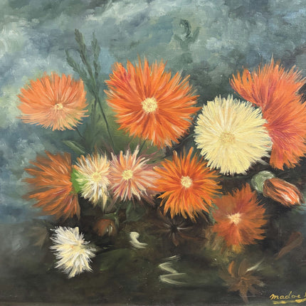 Vintage Flowery Still Life Oil Painting "Orange Flowers" Timeless Artwork Holland Art Shop