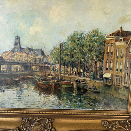 Refined Cityscape Oil Painting "City Canal" Traditional Artwork Holland Art Shop