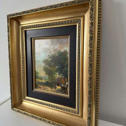 Handcrafted Landscape Oil Painting "Thatched Cottage" Original Small Artwork Holland Art Shop