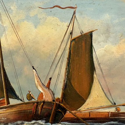 Refined Seascape Oil Painting "Sailing Boat" Detailed Small Art Holland Art Shop