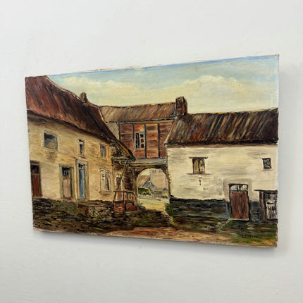 Expressive Cityscape Oil Painting "Old Houses" Authentic Artwork Holland Art Shop