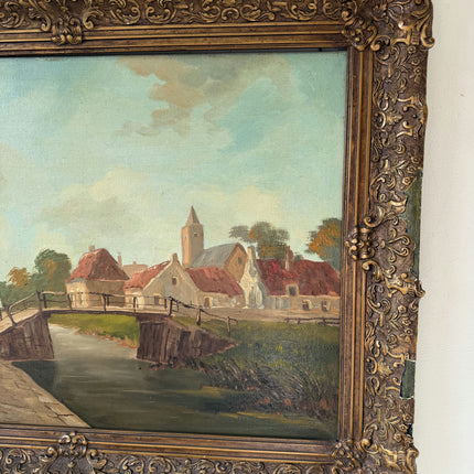 Classic Oil Painting Cityscape "Canal Bridge" Traditional Large Art Holland Art Shop