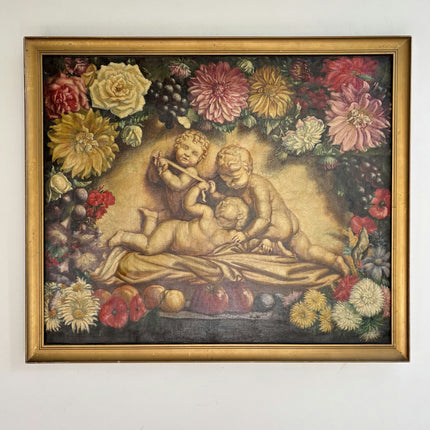 1918 Antique Figurative Oil Painting "Sleeping Cherubs" Art Holland Art Shop
