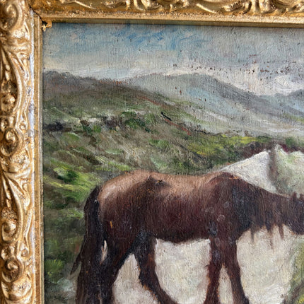Traditional Animals Oil Painting "Grazing Horse" Vintage French Art Holland Art Shop