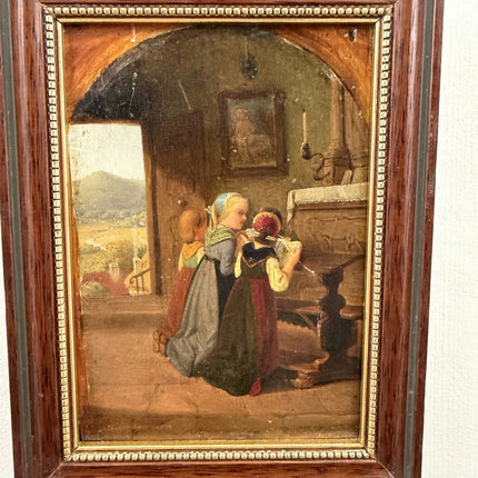 Classic Figurative Oil Painting "Two Girls" Refined Small Artwork Holland Art Shop